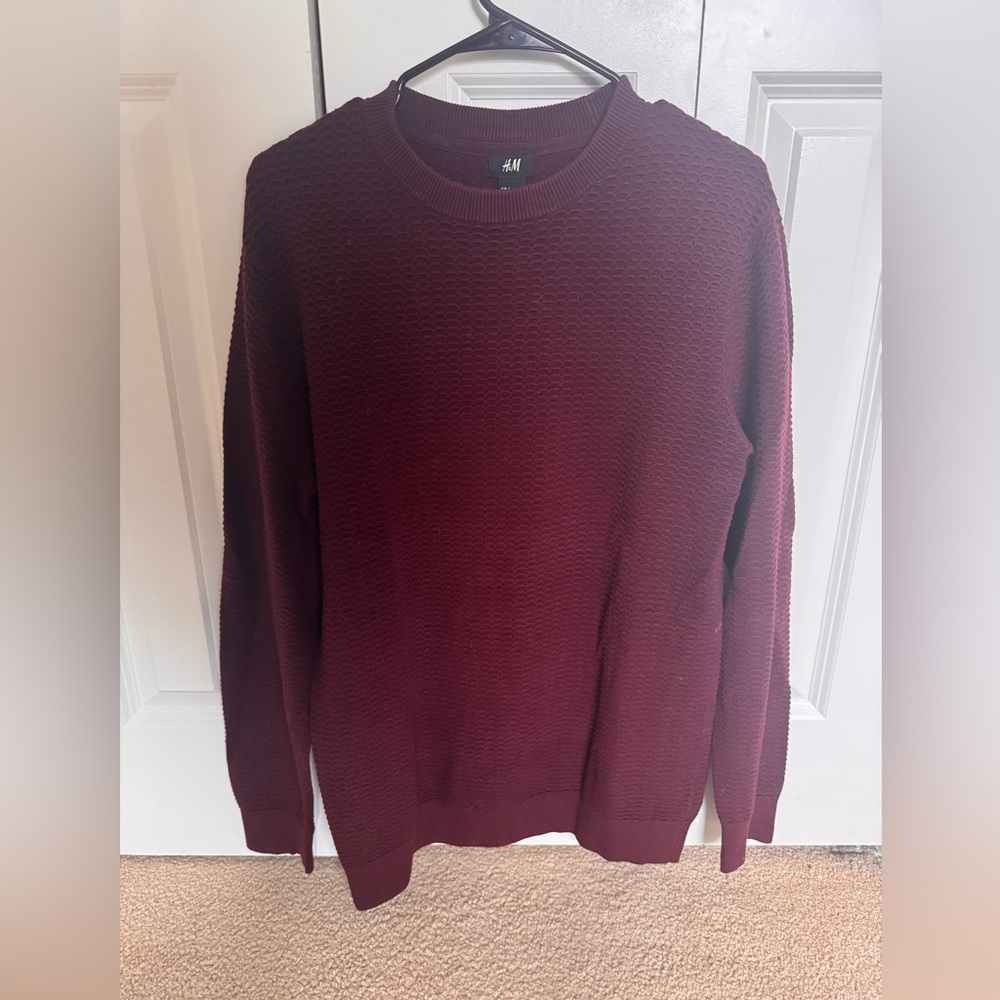 H&M Men's Deep Red Crewneck Sweater